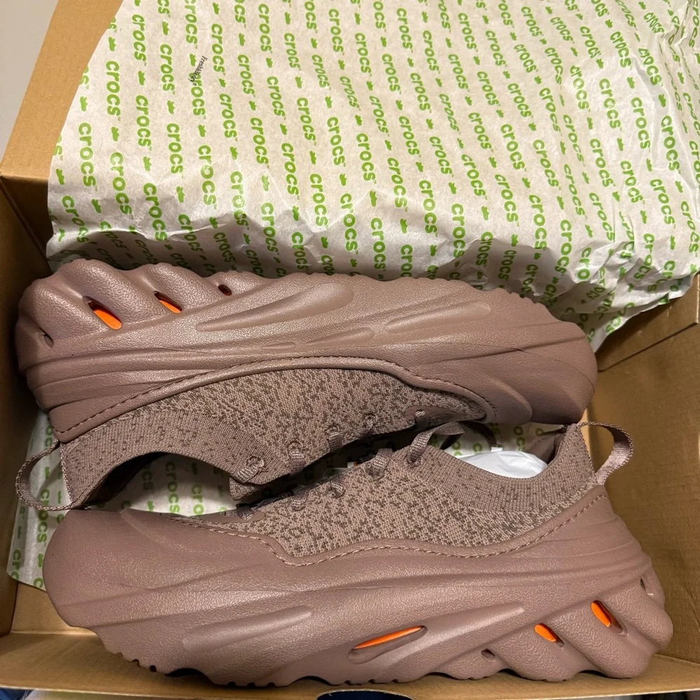 Crocs Echo Surge Truffle Brown‎ Knit Sneakers, Men’s 8/Women’s 10, lightweight